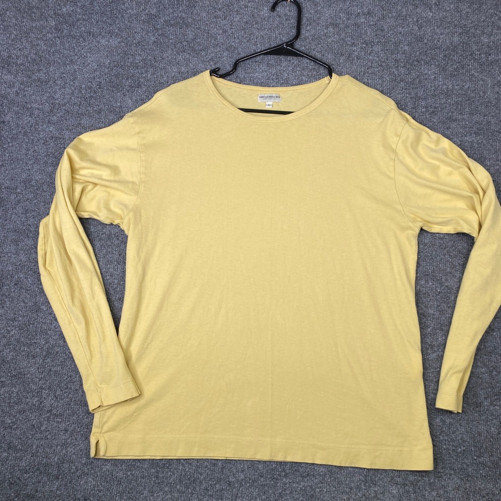 Knickerbocker NYC Mens Yellow Long Sleeve Cotton T-Shirt Size M Made in Portugal